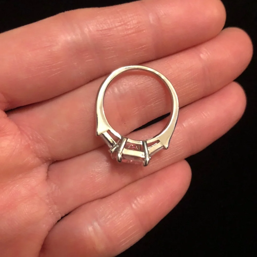 Light Pink Faux Gemstone Silver Ring